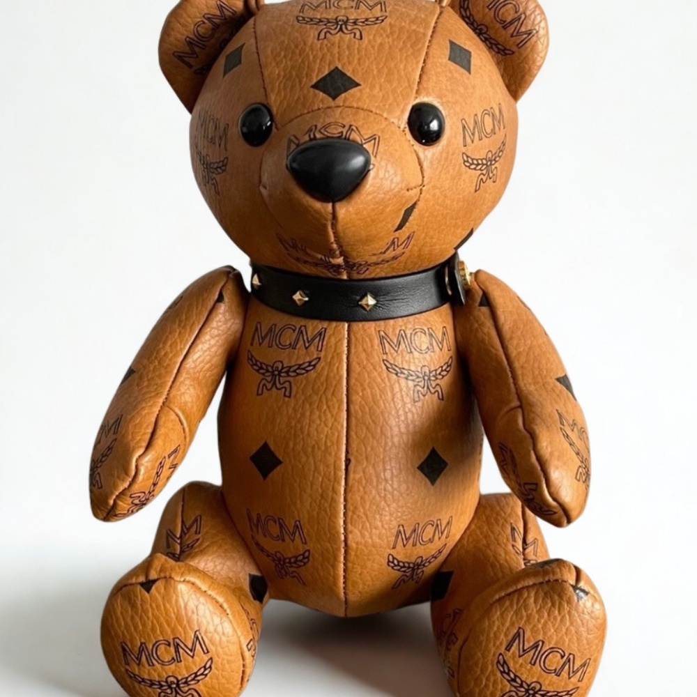 NWOT, MCM Teddy Bear, Covered in MCM Cognac, Signature Coated Canvas,Collectable